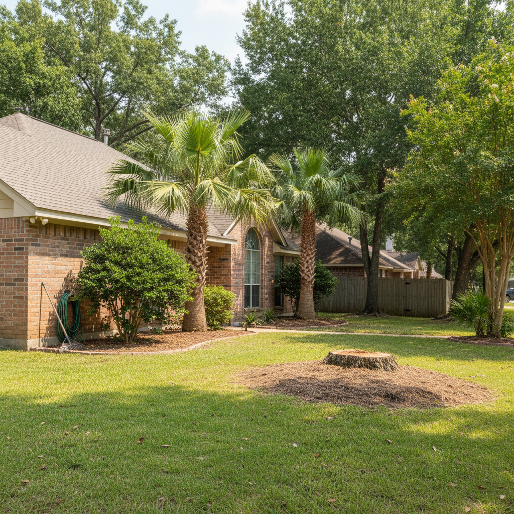 Completed emergency tree removal work at a residential property in Beaumont, TX