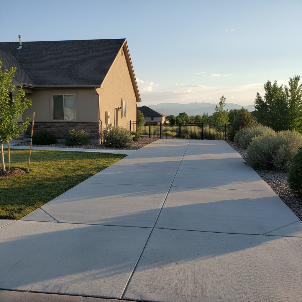 Completed concrete flatwork work at a residential property in Riverton, UT
