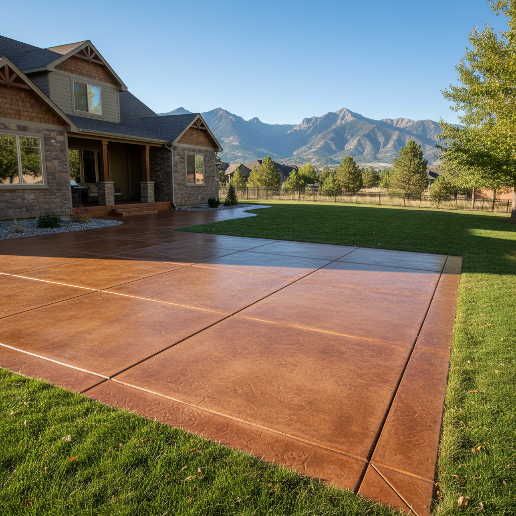 Completed concrete staining work at a residential property in Provo, UT