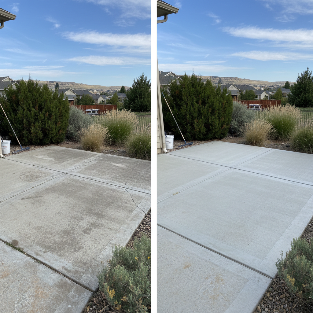 Completed concrete patios work at a residential property in Kearns, UT