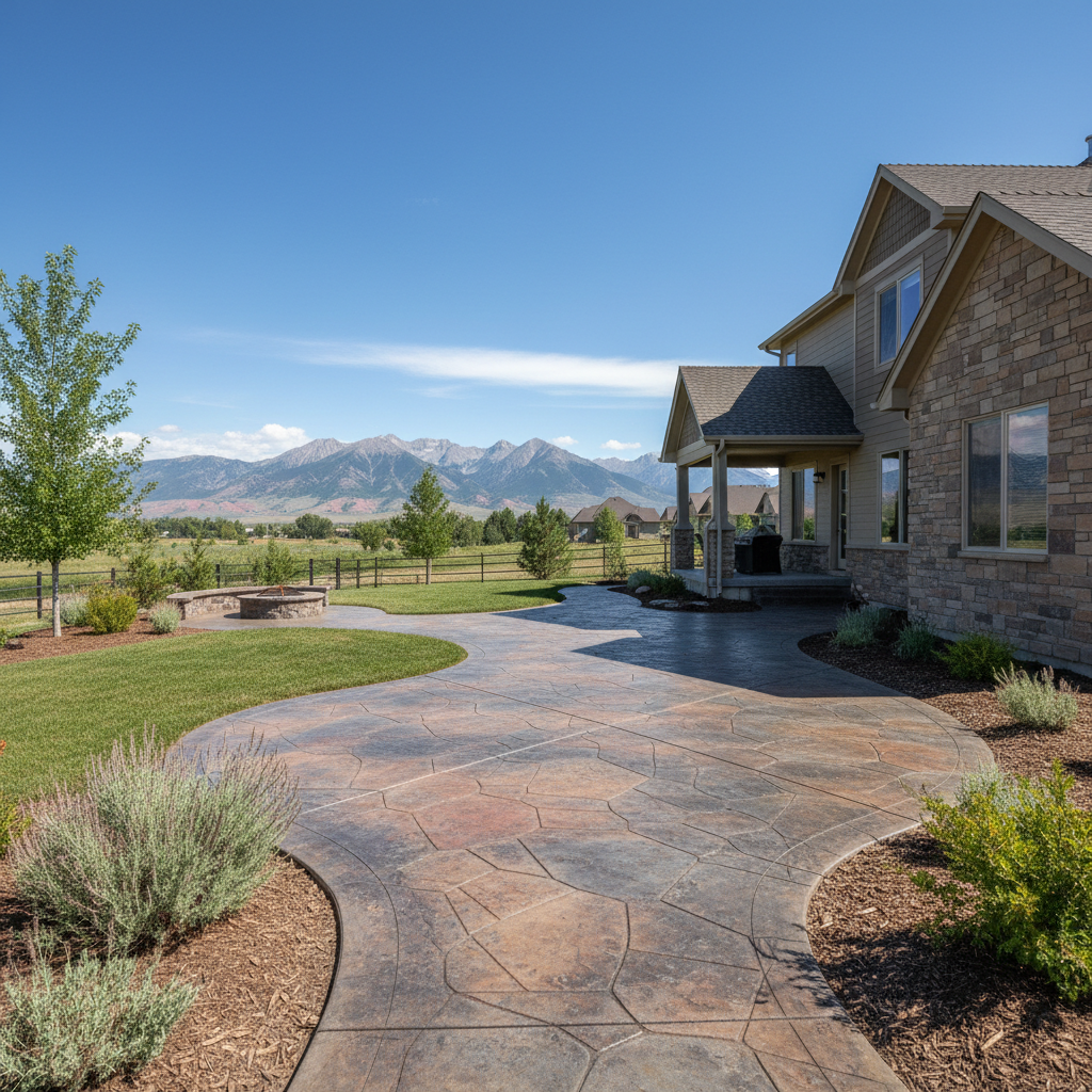 Completed decorative concrete work at a residential property in Lehi, UT