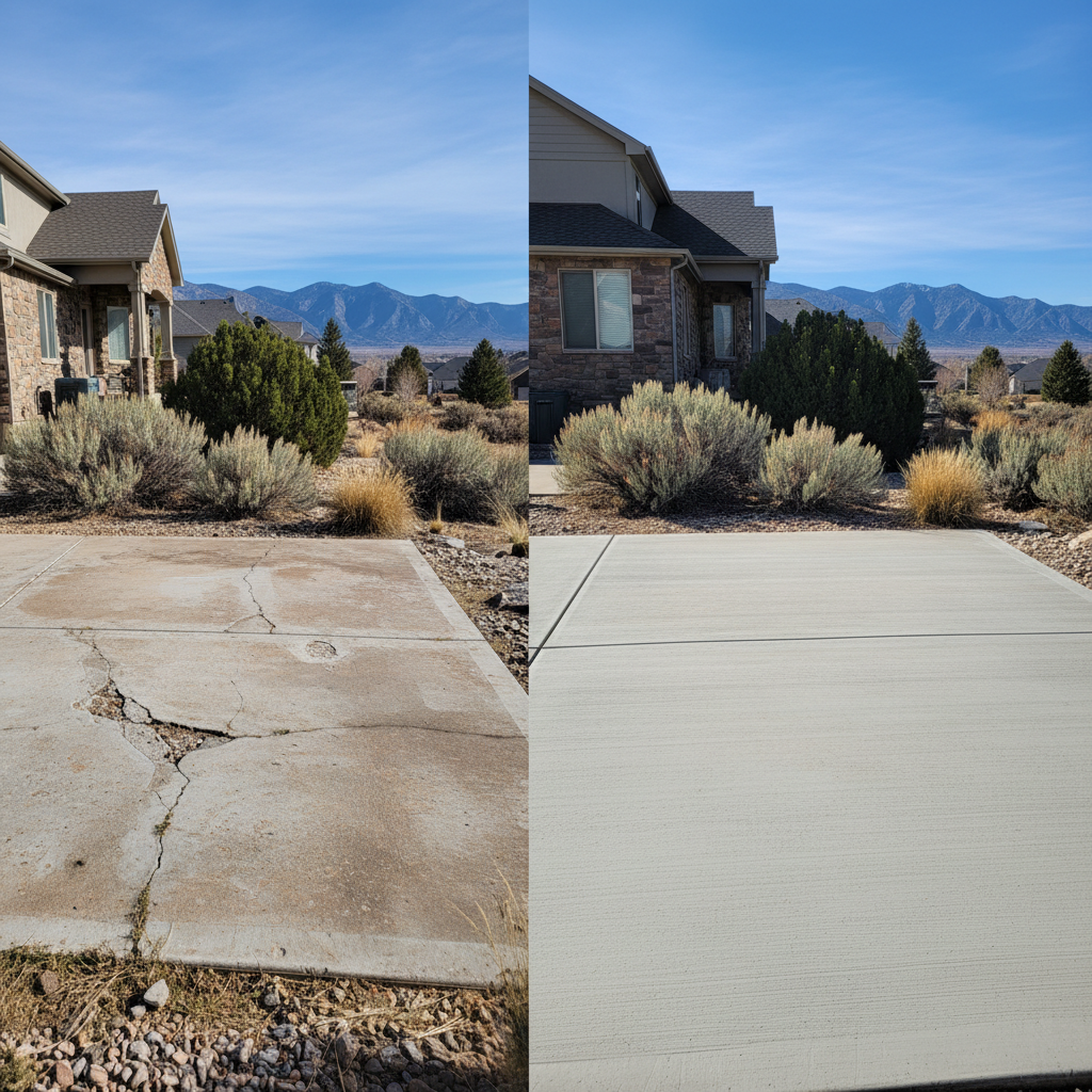 Completed concrete patios work at a residential property in Ogden, UT