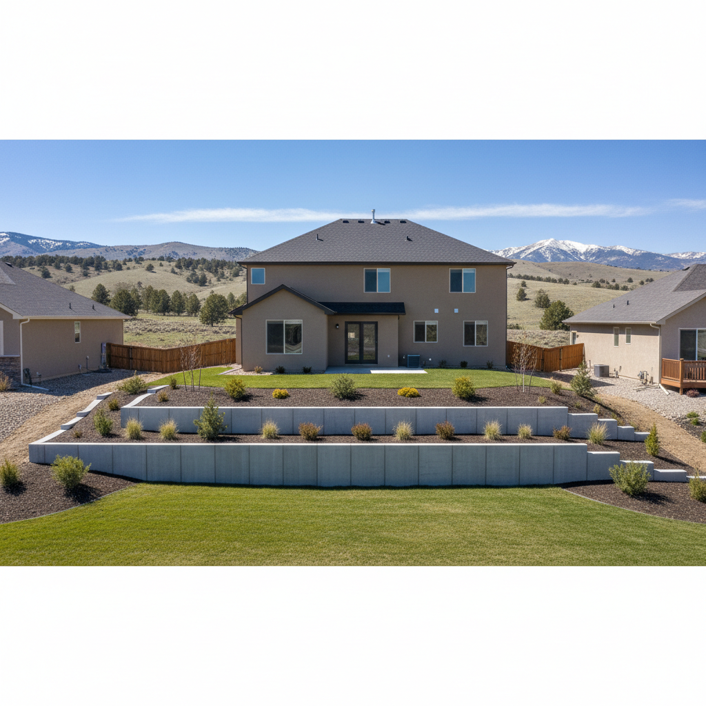 Completed concrete retaining walls work at a residential property in Logan, UT