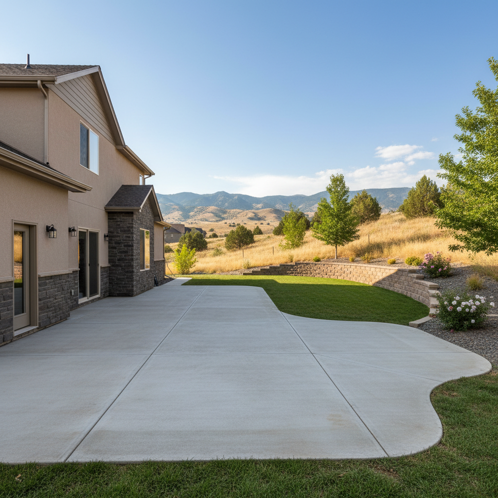Completed concrete patios work at a residential property in Ogden, UT