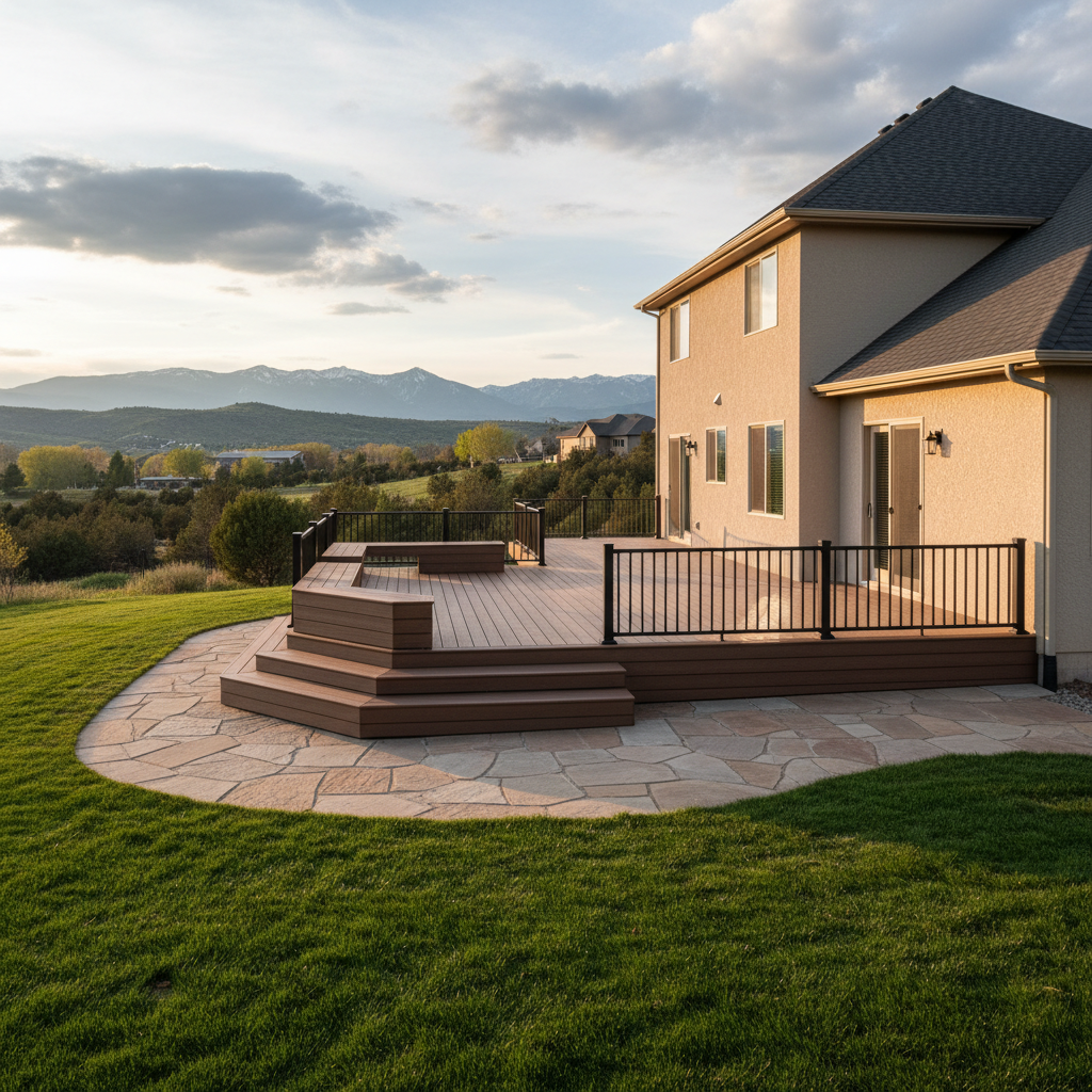 Completed composite decks work at a residential property in Brigham City, UT