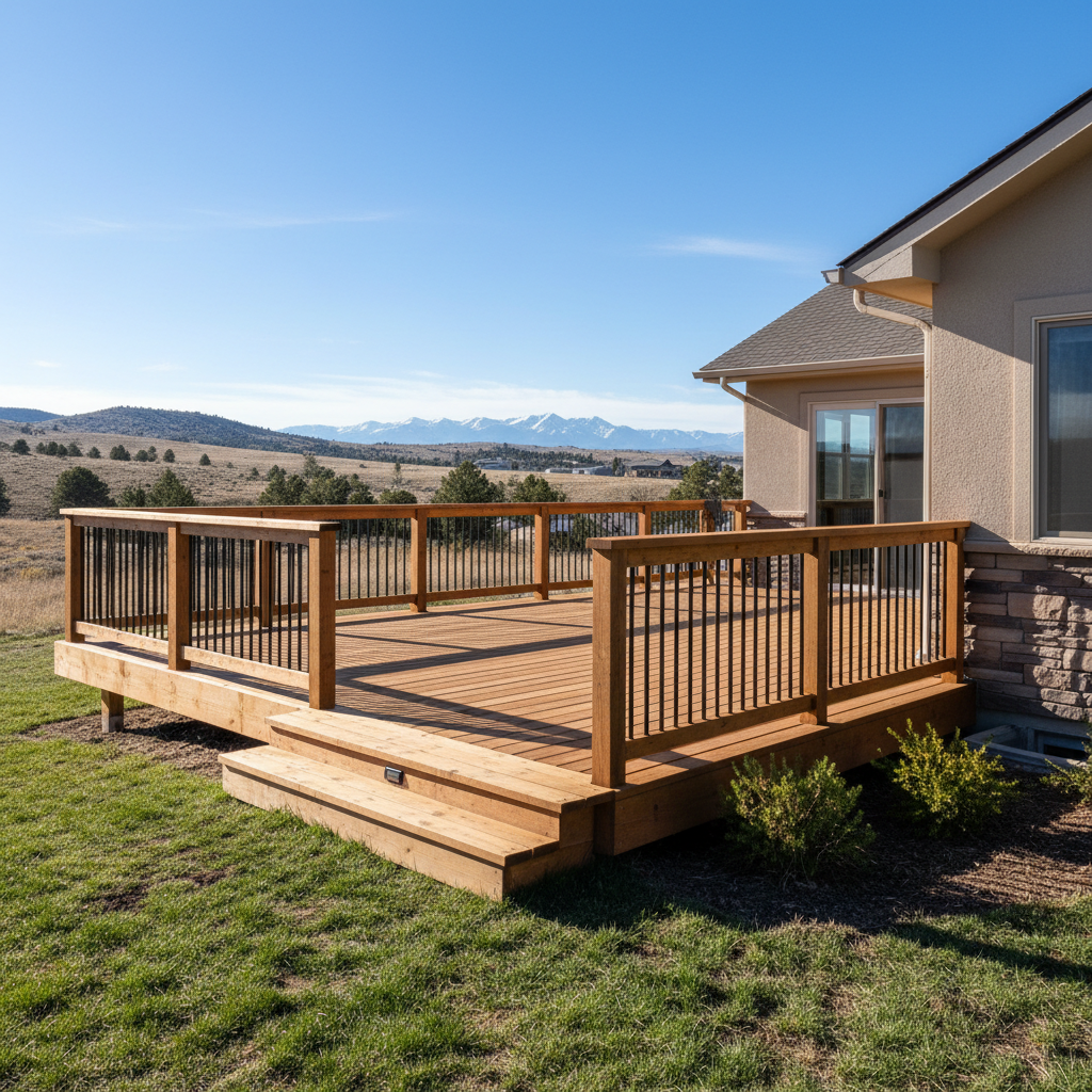 Completed deck construction work at a residential property in Clearfield, UT