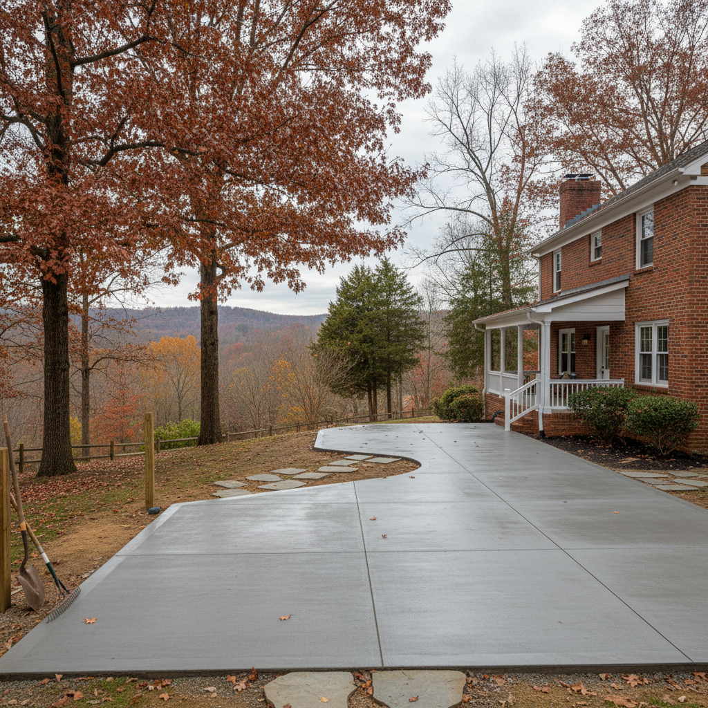 Completed concrete installation work at a residential property in Richmond, VA
