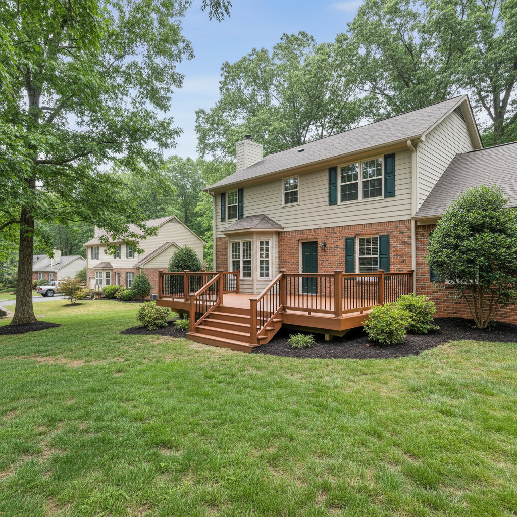Completed trex decks work at a residential property in Dumfries, VA