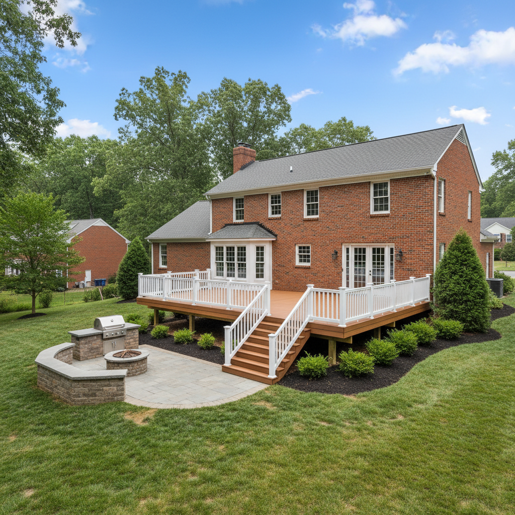Completed trex decks work at a residential property in Dumfries, VA