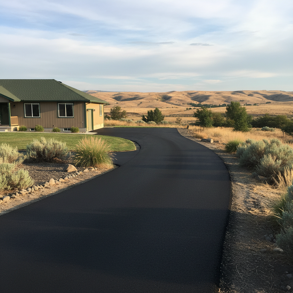 Completed asphalt paving work at a residential property in Richland, WA