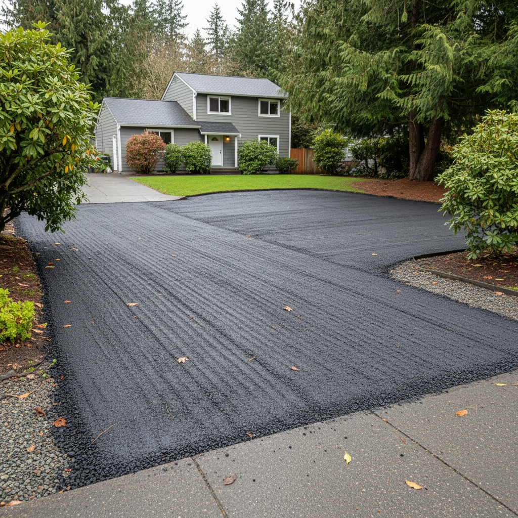 Completed asphalt milling work at a residential property in Renton, WA