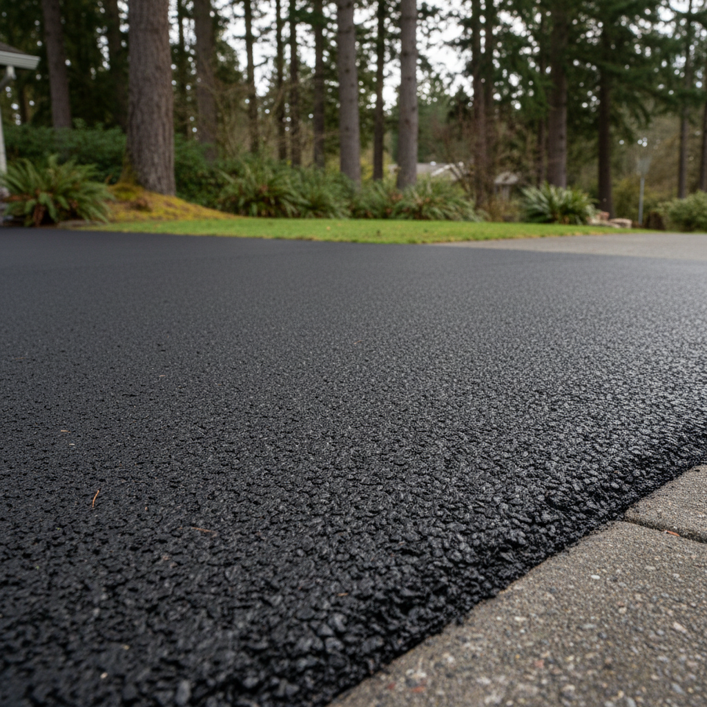 Completed asphalt paving work at a residential property in Lakewood, WA