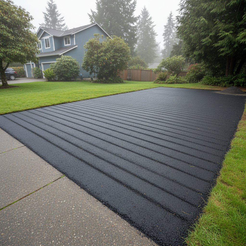 Completed asphalt milling work at a residential property in Renton, WA