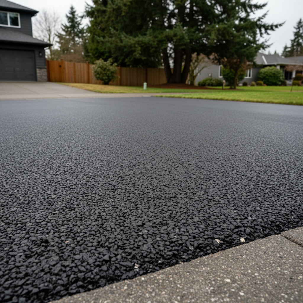 Completed asphalt paving work at a residential property in Lakewood, WA