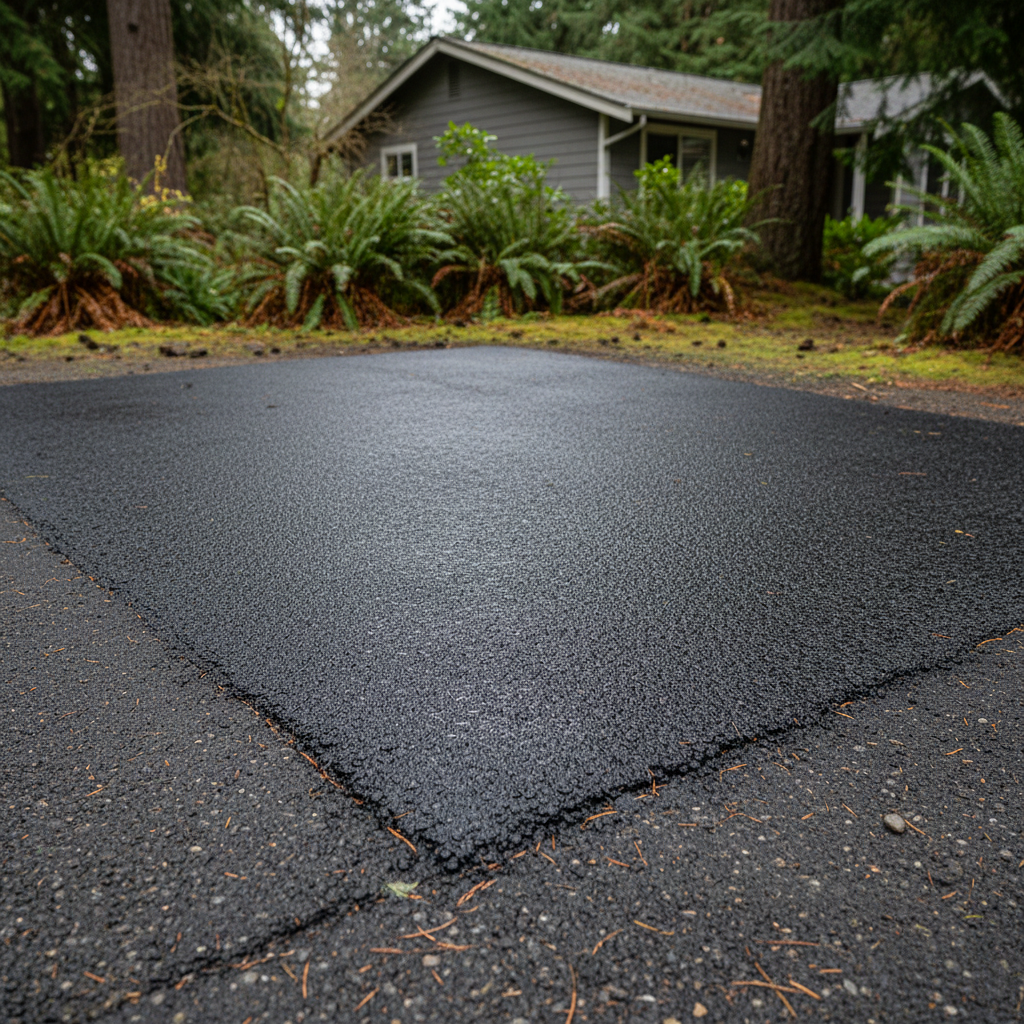 Completed asphalt repair work at a residential property in Everett, WA