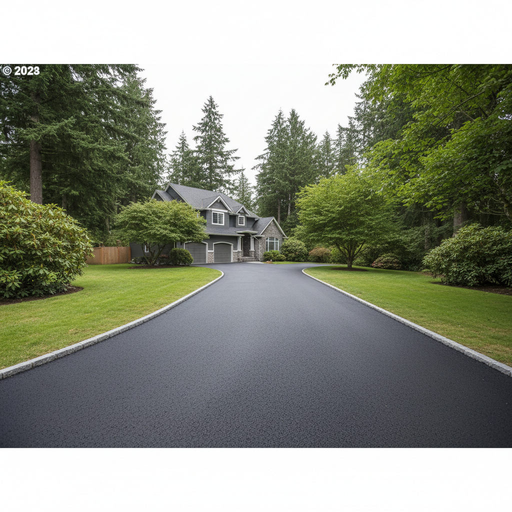 Completed driveway paving work at a residential property in Kent, WA