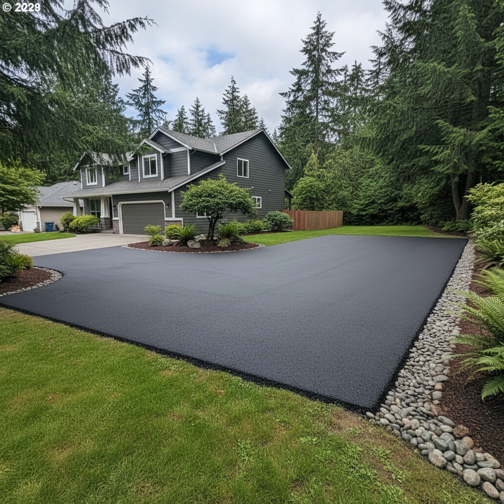 Completed parking lot paving work at a residential property in Marysville, WA