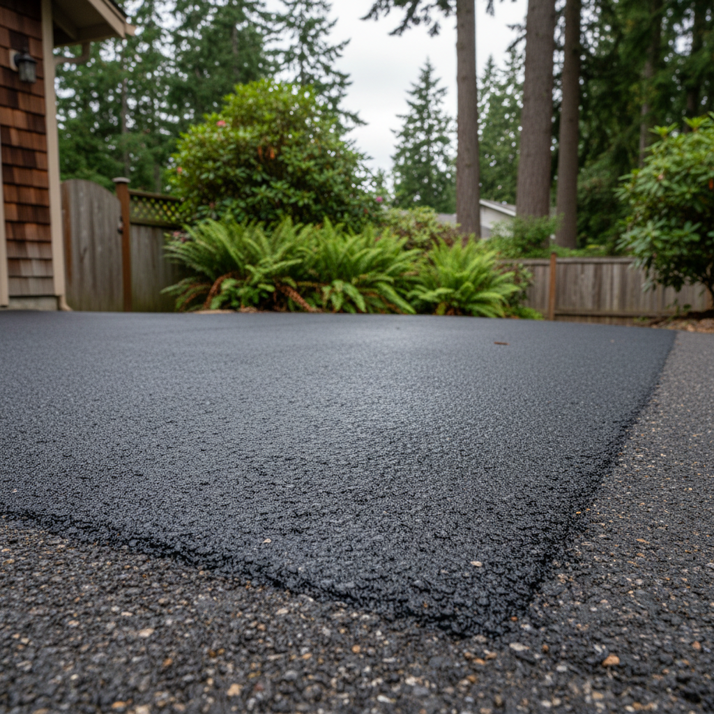 Completed asphalt repair work at a residential property in Everett, WA