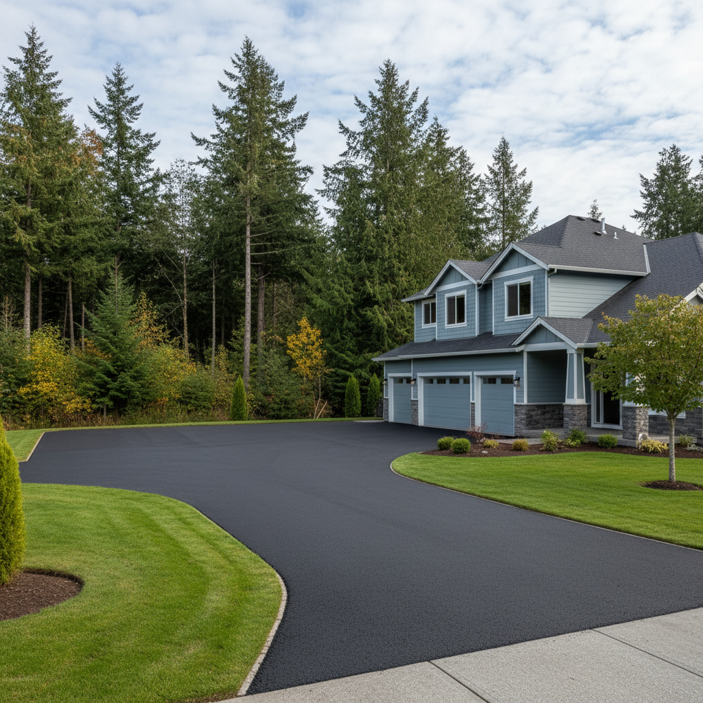 Completed parking lot paving work at a residential property in Marysville, WA