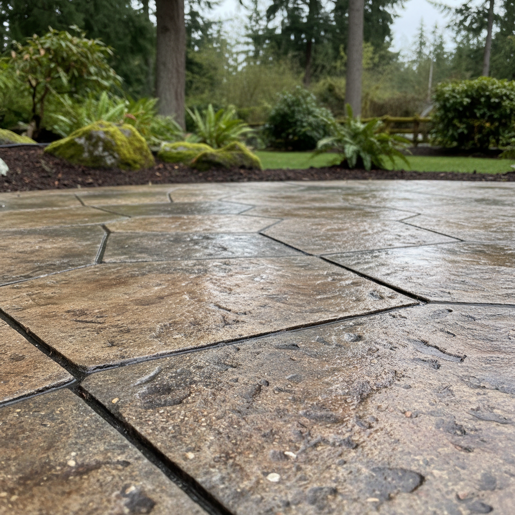 Completed decorative concrete work at a residential property in Kirkland, WA