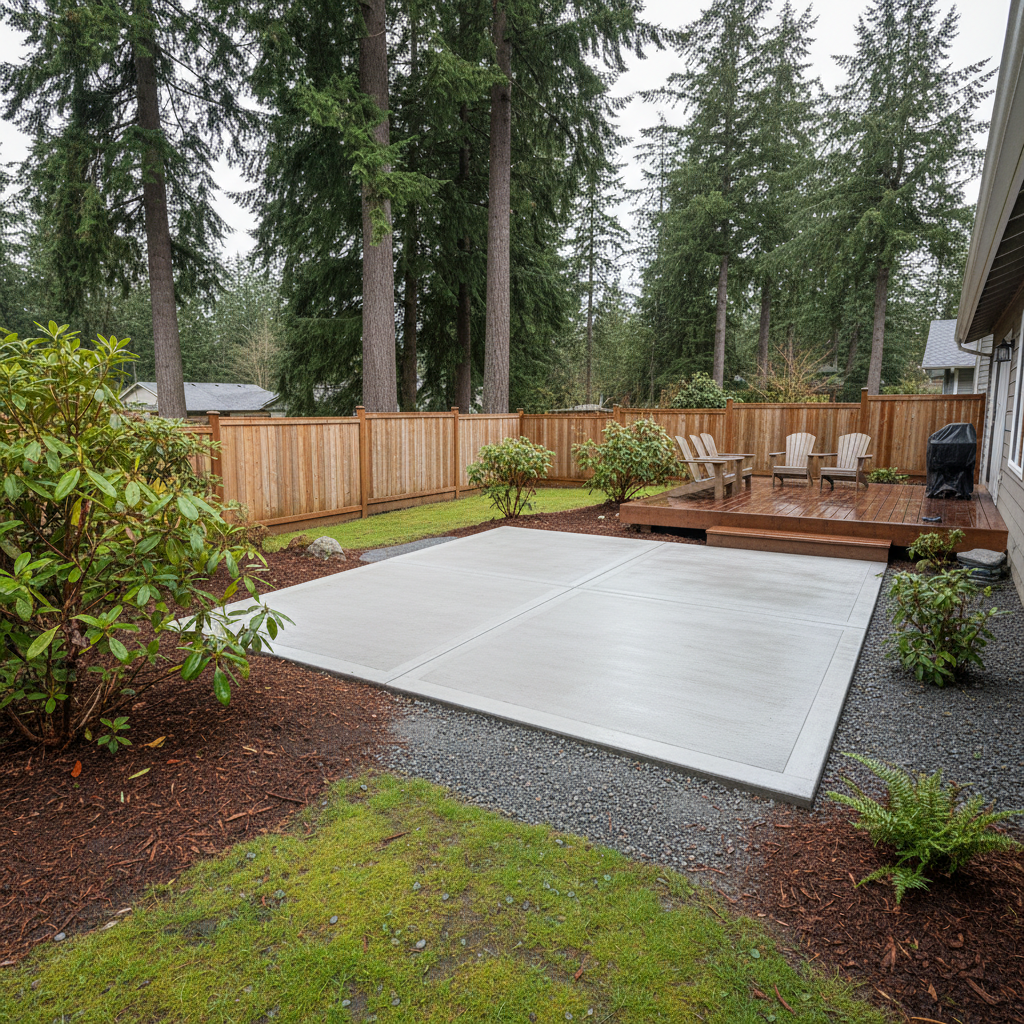 Completed concrete installation work at a residential property in Bremerton, WA