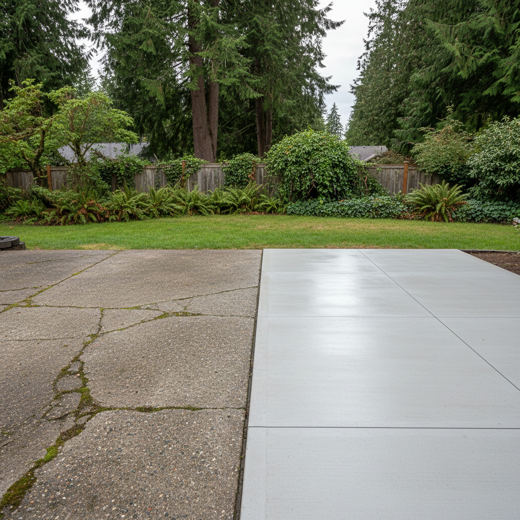 Completed concrete flatwork work at a residential property in Bothell, WA