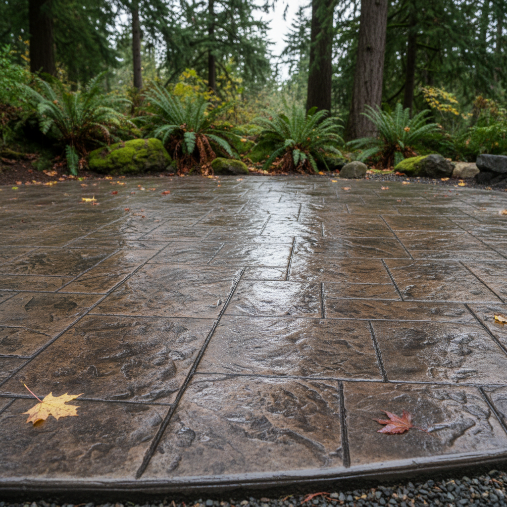 Completed decorative concrete work at a residential property in Kirkland, WA
