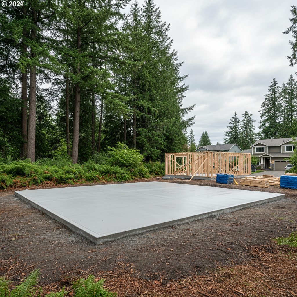 Completed concrete foundations work at a residential property in Kenmore, WA