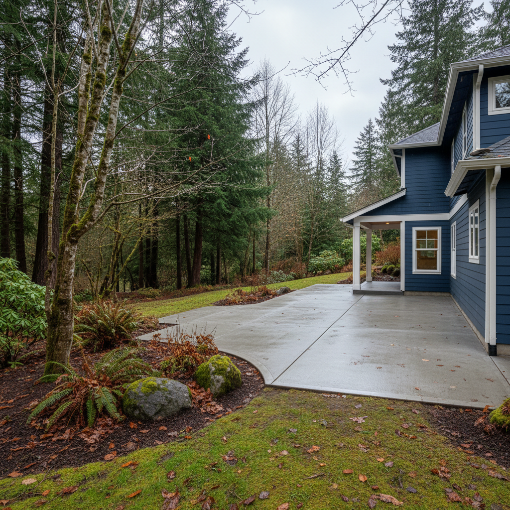 Completed concrete installation work at a residential property in Bremerton, WA