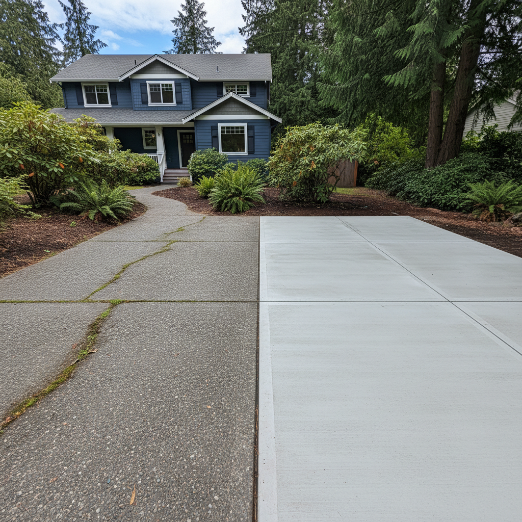 Completed concrete flatwork work at a residential property in Bothell, WA