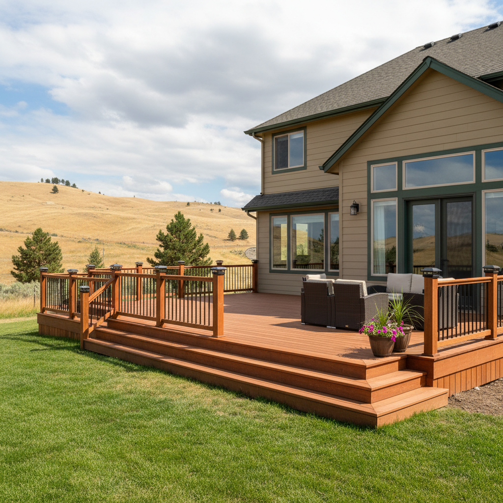 Completed wooden decks work at a residential property in Richland, WA