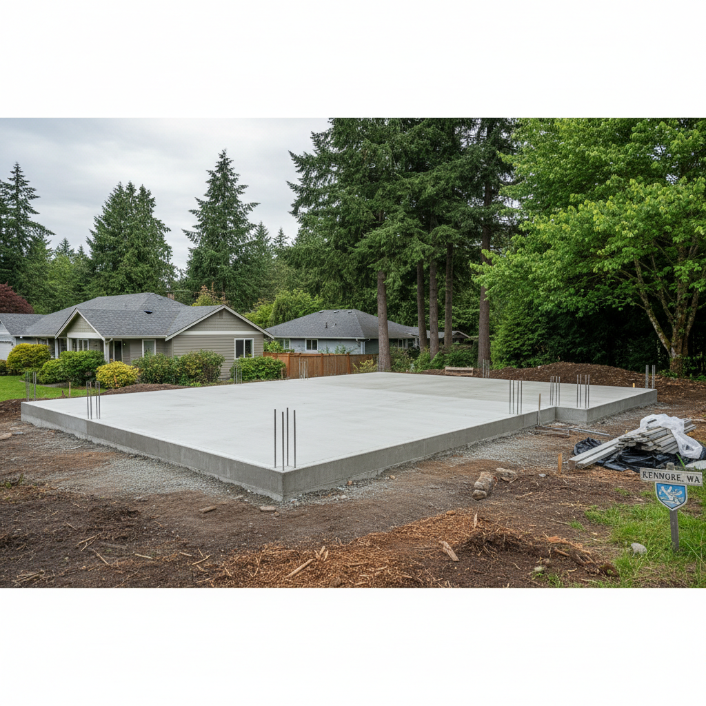 Completed concrete foundations work at a residential property in Kenmore, WA