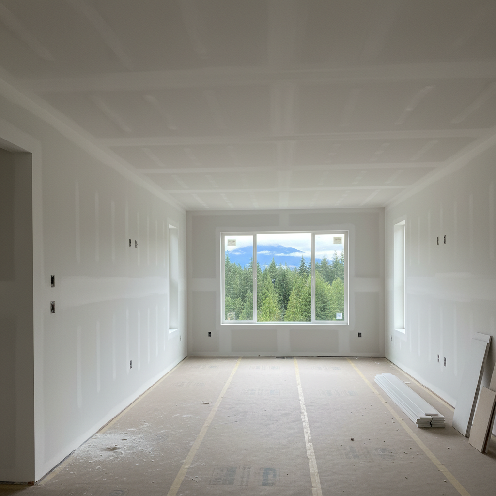 Completed drywall finishing work at a residential property in Tacoma, WA