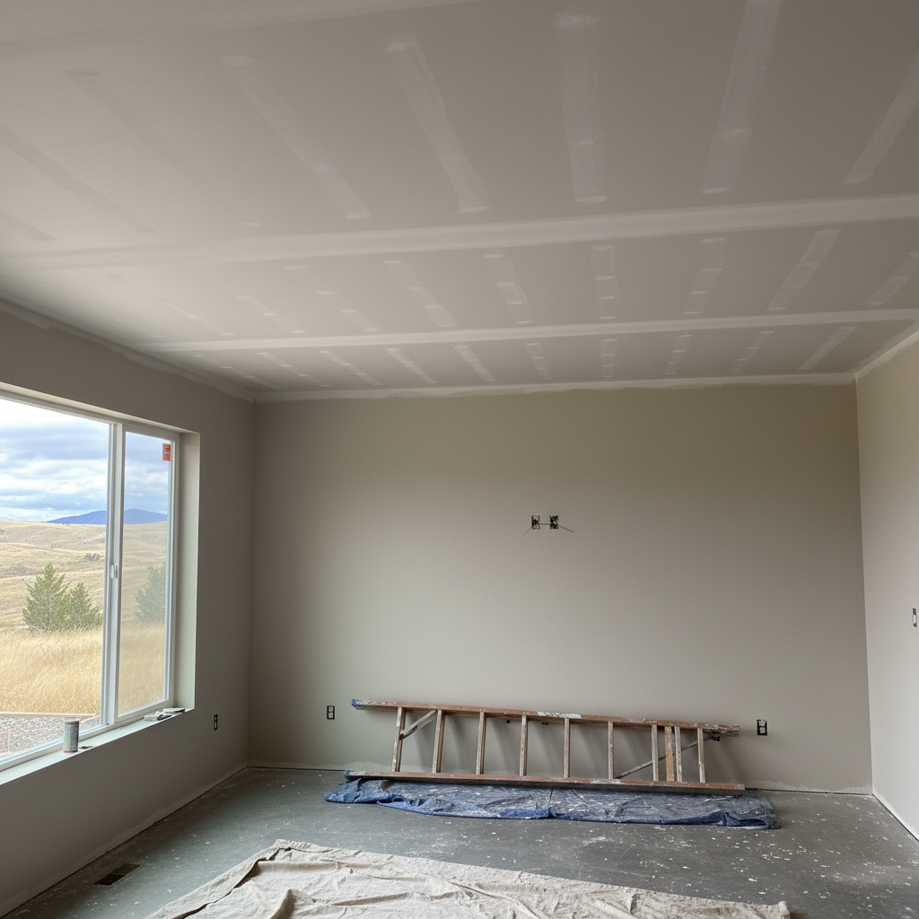 Completed ceiling drywall installation work at a residential property in Yakima, WA