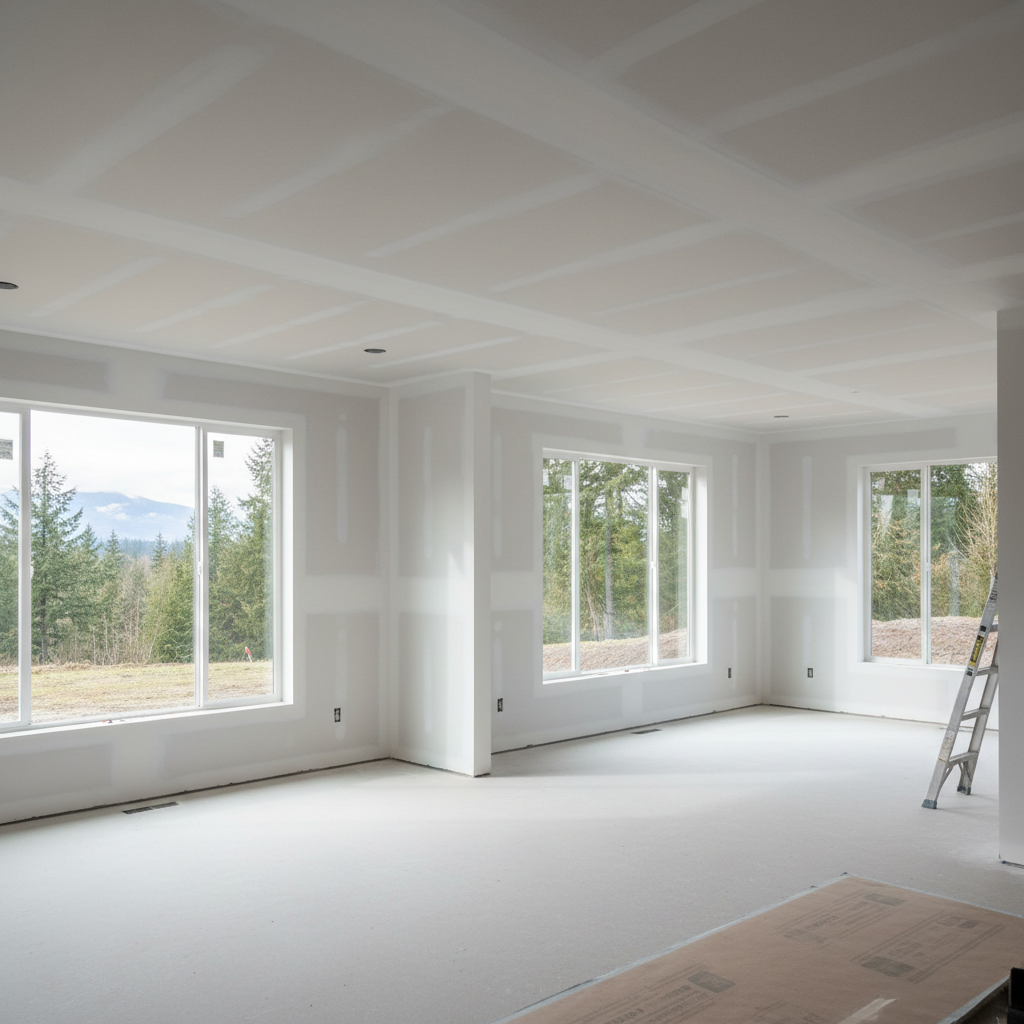 Completed drywall finishing work at a residential property in Tacoma, WA
