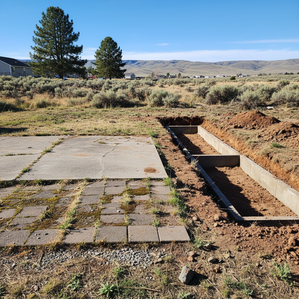 Completed foundation excavation work at a residential property in Moses Lake, WA