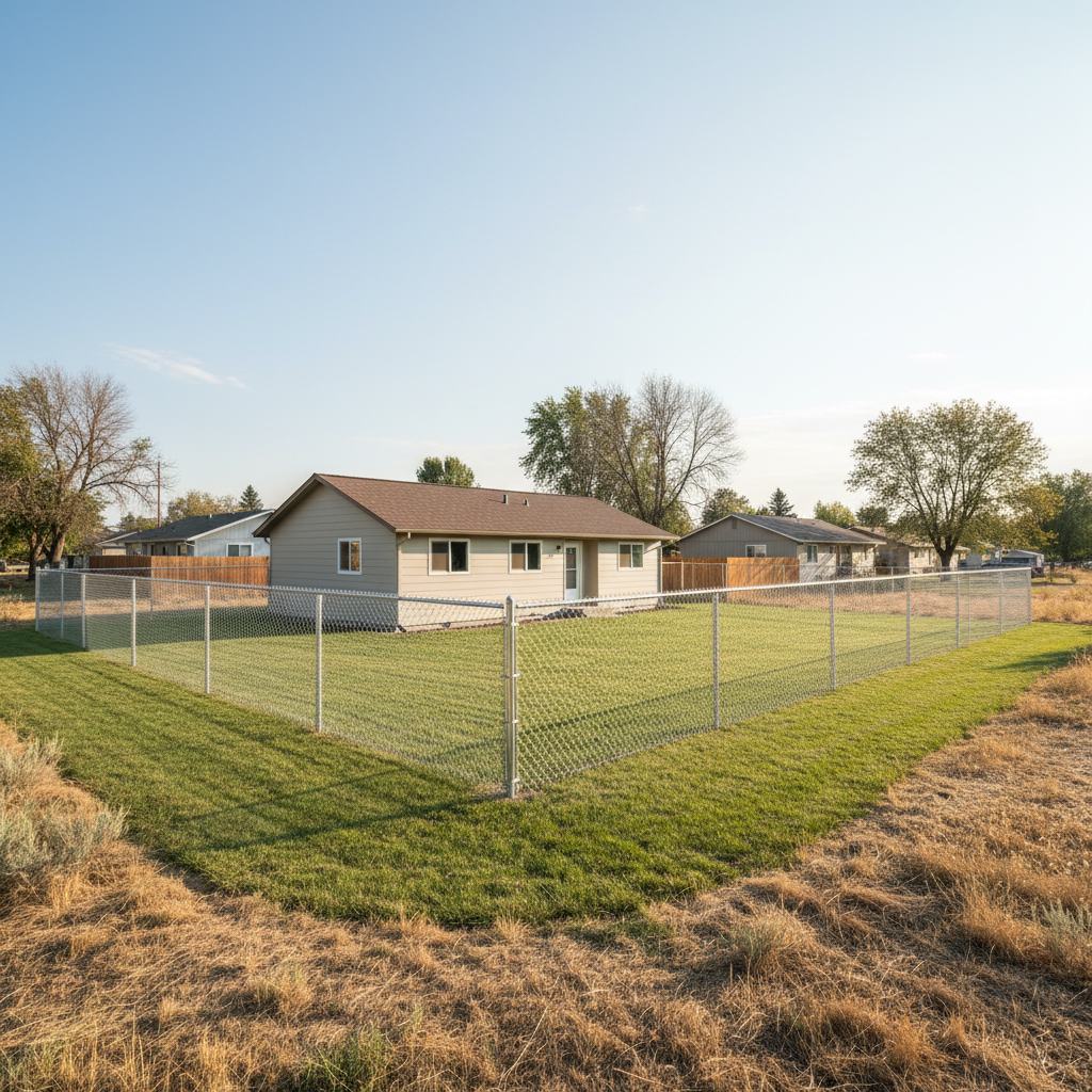 Completed chain link fence installation work at a residential property in Moses Lake, WA