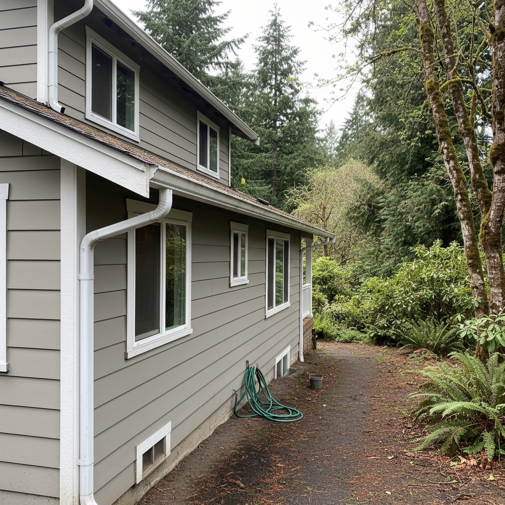 Completed gutter cleaning work at a residential property in Kent, WA
