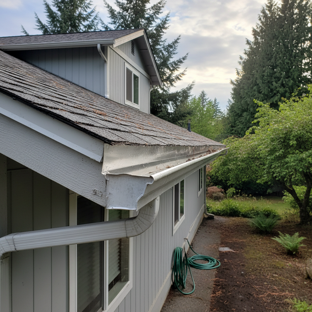 Completed gutter cleaning work at a residential property in Kent, WA