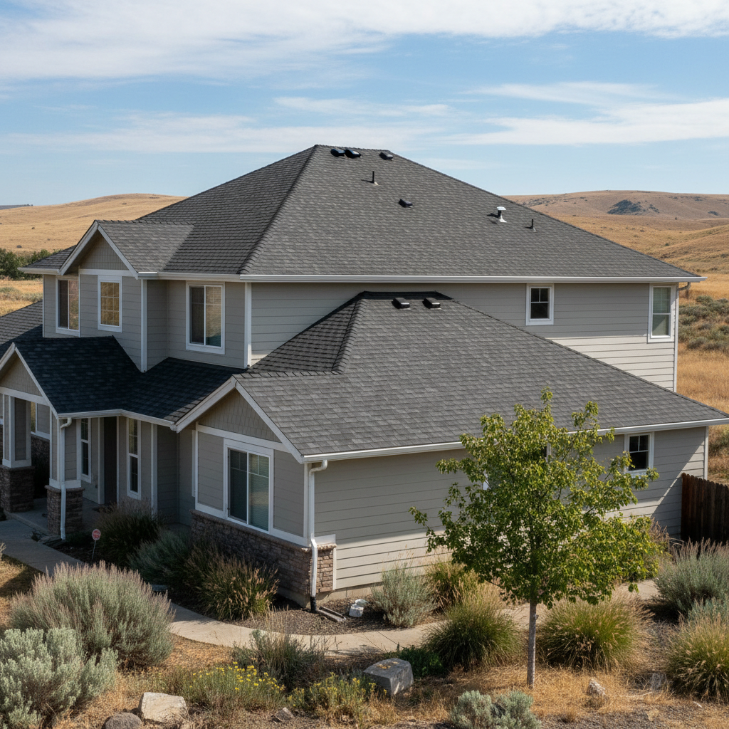 Completed asphalt shingle roofing work at a residential property in Richland, WA