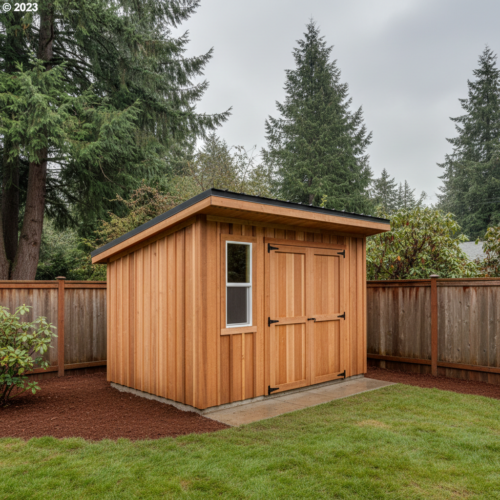 Completed storage sheds work at a residential property in Seattle, WA