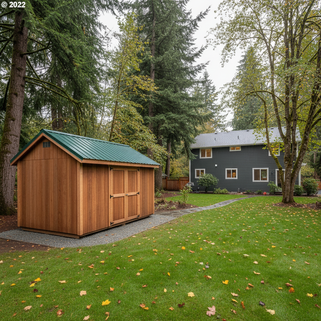 Completed storage sheds work at a residential property in Seattle, WA