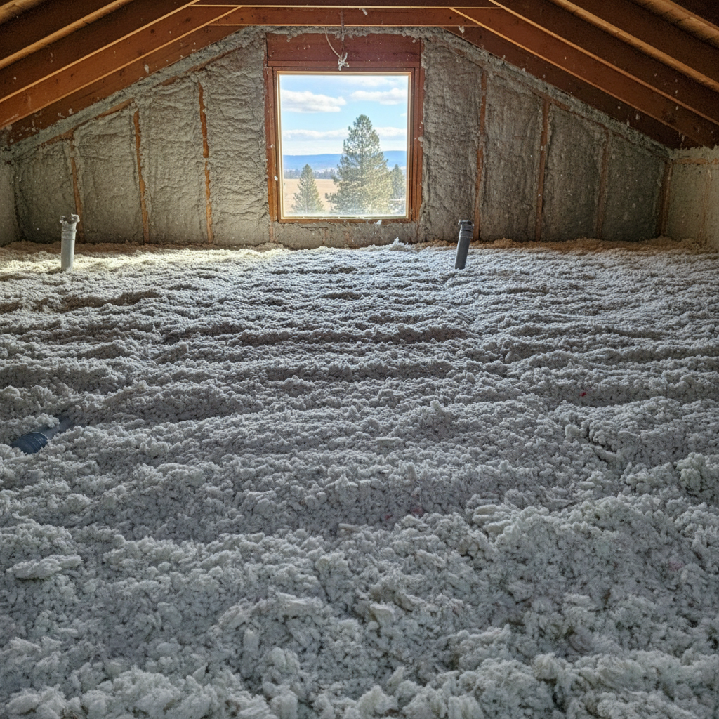 Completed blown-in insulation work at a residential property in Spokane, WA