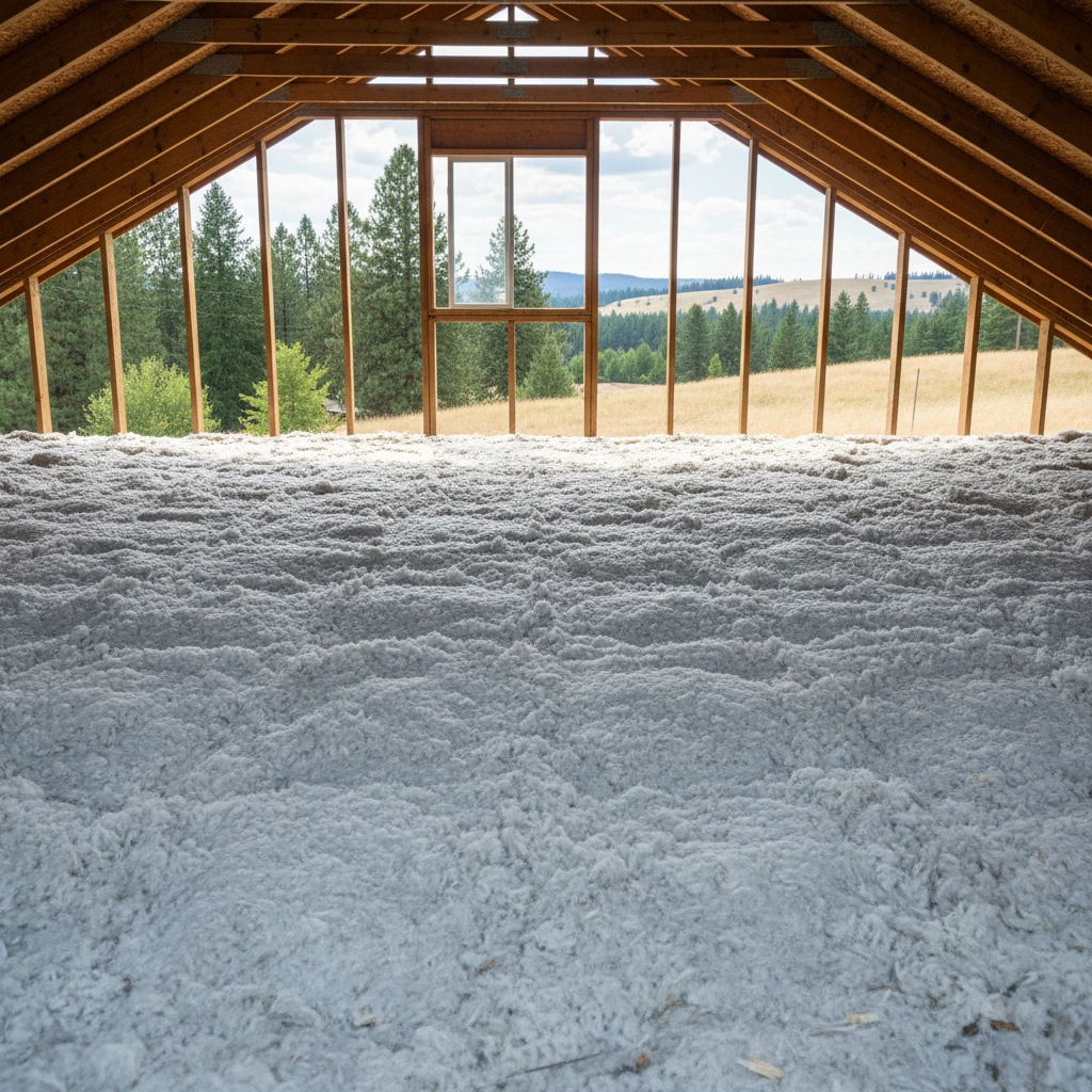 Completed blown-in insulation work at a residential property in Spokane, WA