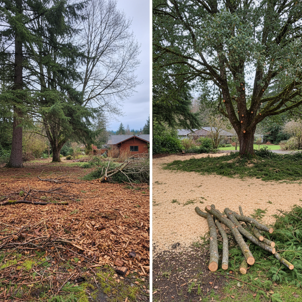 Completed tree pruning work at a residential property in Bremerton, WA