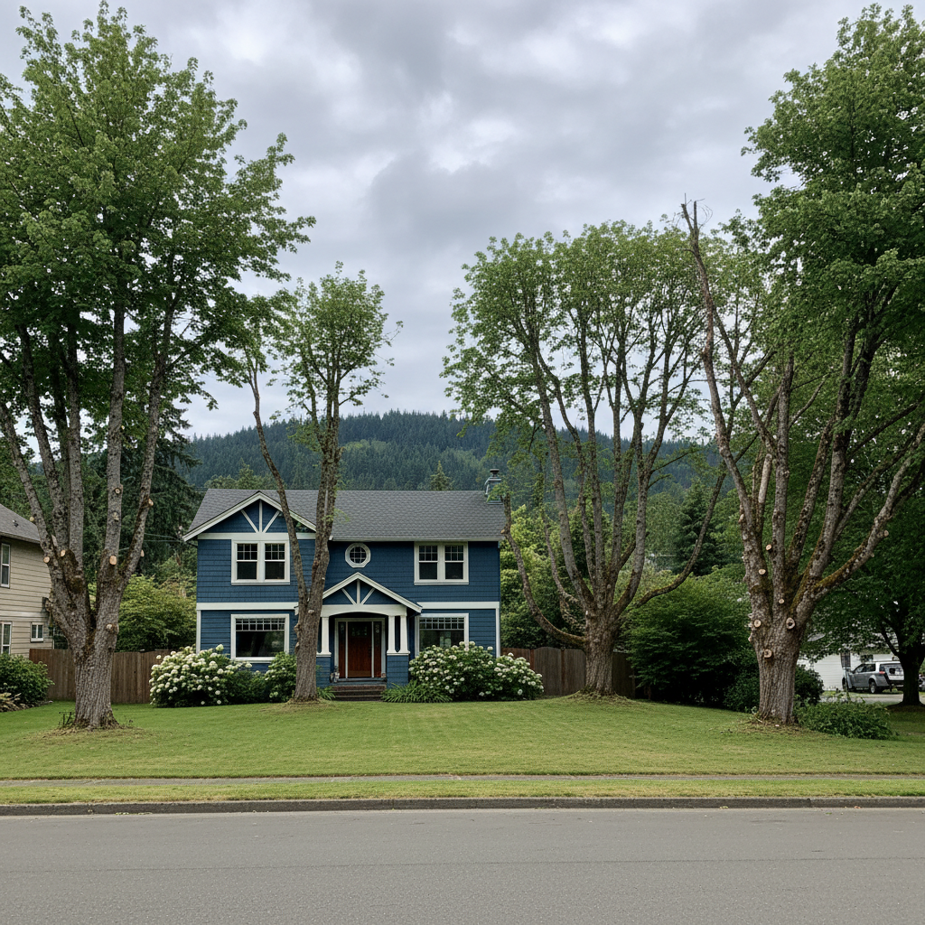Completed tree trimming work at a residential property in Tacoma, WA