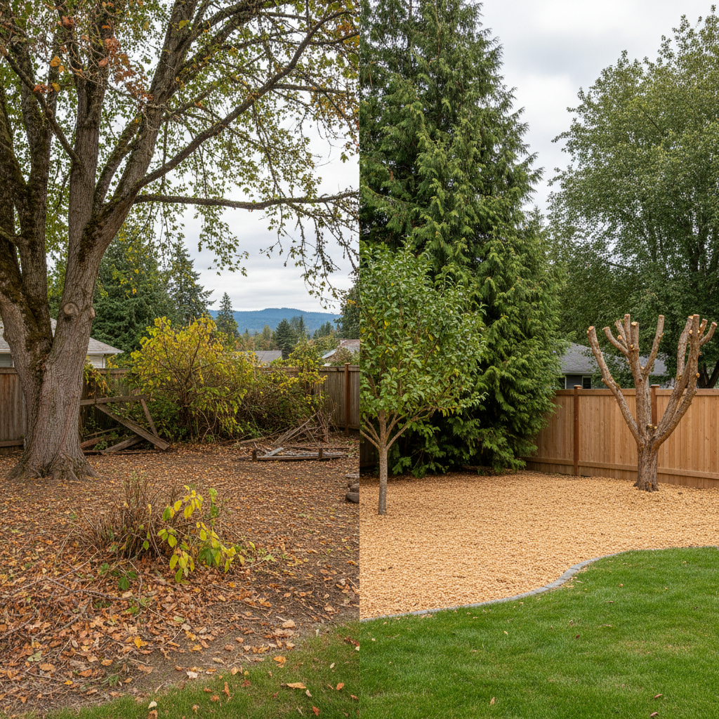 Completed tree pruning work at a residential property in Bremerton, WA