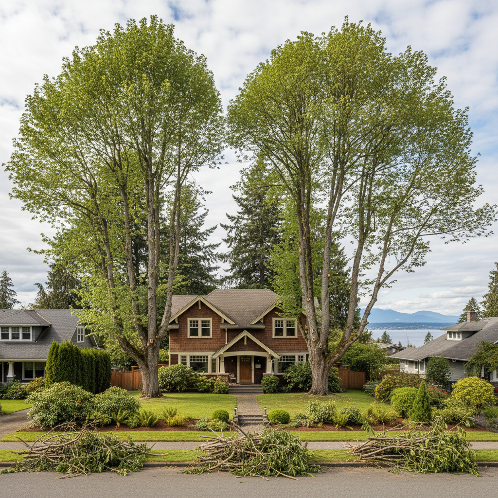Completed tree trimming work at a residential property in Tacoma, WA