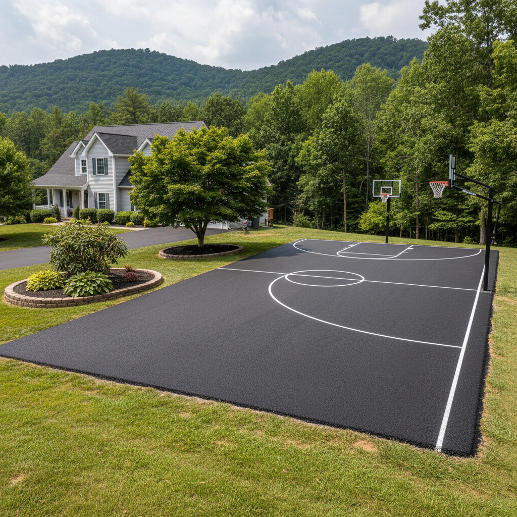 Completed asphalt paving work at a residential property in Hernshaw, WV