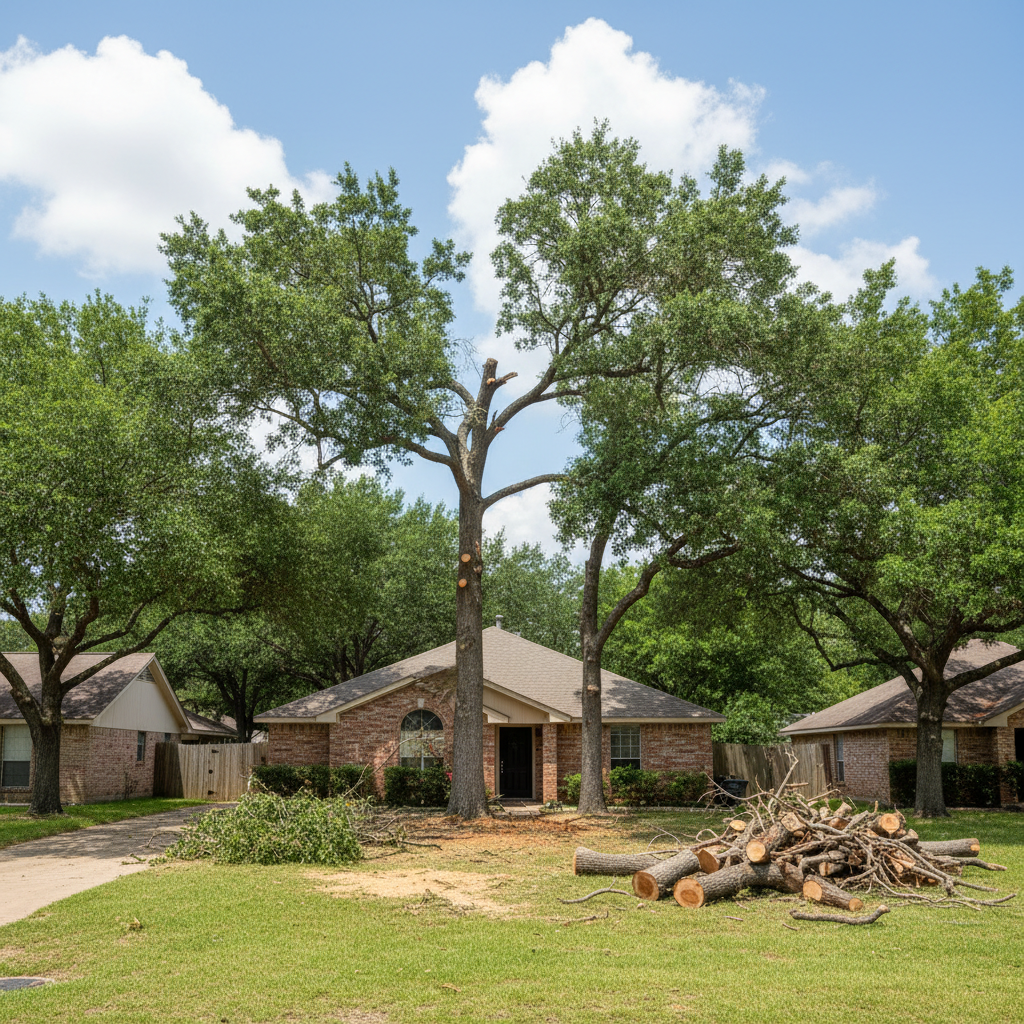 Completed emergency tree removal work at a residential property in Hondo, TX